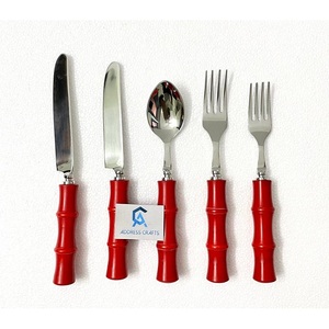 Ensemble de couverts en métal argenté de haute qualité avec manche en résine, acier inoxydable 18/8, 5 pièces, couverts de table, cuillère, fourchette, couteau en résine - Product Image 5