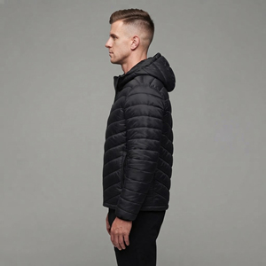 Hot Sale Men's Casual Bomber <b>Jacket</b> Winter Warm Zipper Canvas Solid Color <b>Padded</b> Hooded Front <b>Waterproof</b> Windproof Customizable - Product Image 5