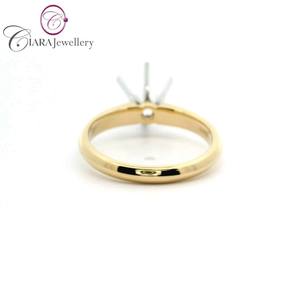 VENTA SUPERIOR 18K AU750 CLÁSICO DOS TONOS ORO BLANCO Y AMARILLO 2.00CT MONTAJE DE ANILLO DE ORO LISO REDONDO - Product Image 4