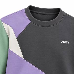 <b>Mens</b> Premium Multi Panel <b>Crewneck</b> Fleece <b>Sweatshirt</b> Custom Color Block Casual Athletic Pullover Sportswear Eco-Friendly - Product Image 2