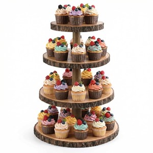 Handcrafted <b>Rustic</b> Pine <b>Wood</b> Tiered Cake Stand - Wholesale Wooden Display Risers - Product Image 4