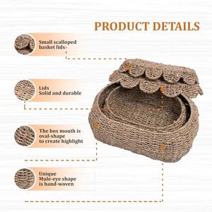 Juego de 2 cestas redondas de mimbre hechas a mano, cestas de almacenamiento al por mayor, ecológicas, hechas en Vietnam - Product Image 5