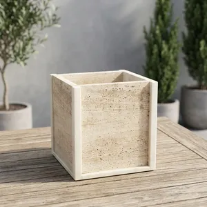 Vase rond en marbre pour table, décoration intérieure durable pour salon, toutes saisons - Product Image 5