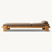 Chaise longue moderne en teck avec roulettes, résistante aux UV, pour extérieur, bord de piscine, hôtel, complexe, coussins inclus