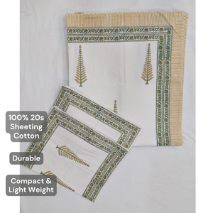 ชุดผ้าปูที่นอนลายพิมพ์สีสันแบบดั้งเดิมจากราชสถาน ผ้าฝ้าย 100% 200 เส้นด้าย ความหนาแน่น 3 ชิ้น ลายดอกไม้คลาสสิก เป็นมิตรกับสิ่งแวดล้อม - Product Image 4