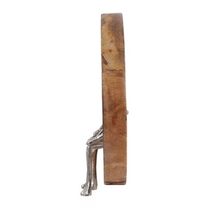 Sculpture d'éléphant circulaire en bois faite à la main, décoration de table, art moderne pour salon, thème animal, cadeau artisanal - Product Image 2