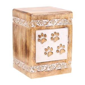 Elegant Design <b>Pet</b> Memorial Keepsake Wooden Urn <b>for</b> Funeral <b>Ashes</b> Mango Wood Paw Print Urns by Indian Manufacturer and Exporter - Product Image 2