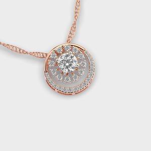 Colgante Redondo con Halo de Diamantes Florales en Oro Amarillo/Rosa/Blanco de 9K - Product Image 3