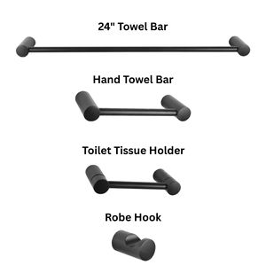 Elegant 4-Piece <b>Bathroom</b> Hardware <b>Accessory</b> Kit – 24 Inch Towel Rod, Hand Towel Rail, Tissue Holder, and Robe Hook - Product Image 1