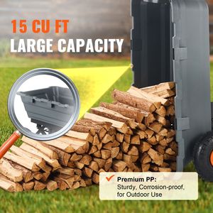 Carrello da Giardinaggio Durevole in Polietilene, Montaggio Semplice, Struttura in Acciaio, Versatile, 4 Ruote, Maniglia a Doppia Funzione, Pratico - Product Image 4