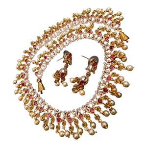 STAR IMPEX ST-0802 2026 Últimos Diseños Precio al por Mayor Conjuntos de Joyería de Circonio Chapados en Oro Indio y Pakistaní Collar de Boda Moderno - Product Image 1