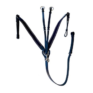 Harnais de poitrail pour cheval en cuir de style western, forme feuille, avec élastiques noirs et lignes grises et bordeaux, disponible en OEM/ODM, taille et couleur personnalisables - Product Image 1