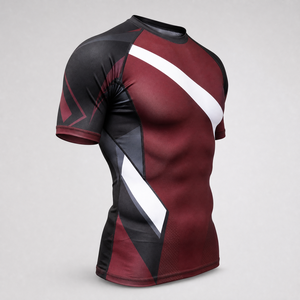 Herren Kurzarm BJJ Rash Guard Kompressionsshirt Antibakteriell Atmungsaktiv Polyester/Baumwolle Sportbekleidung für Brazilian Jiu-Jitsu - Product Image 3