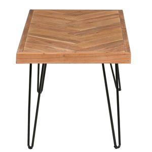 Tavolino da Cocktail Moderno con Motivo a Chevron e Gambe a Forcina in Metallo, Facile Montaggio, Finitura Grezza Naturale - Per Casa o Ufficio - Product Image 5