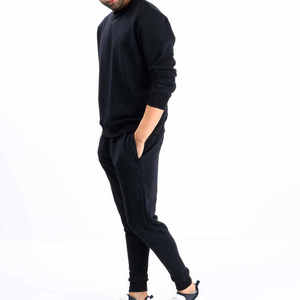 Conjunto Deportivo de Felpa Técnica para Hombre, 100% Algodón, Color Negro, Traje Deportivo de Invierno, Hecho en Pakistán - Product Image 2