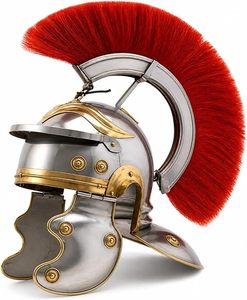 Casco de Centurión Gallico Imperial Romano con Pluma Roja, Chapado en Oro Pulido, Acero Suave Grabado, Armadura Medieval para Cosplay - Product Image 1