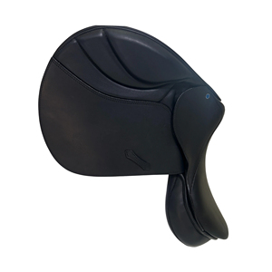 Selle d'équitation anglaise en cuir avec arceau en bois, noire, taille complète - Product Image 1