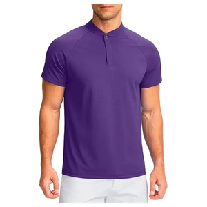 Chemise de golf pour homme, coupe ajustée, tissée unie, impression numérique, personnalisable ODM, 92% coton, 8% élasthanne, manches courtes, sans col - Product Image 1