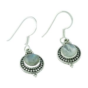 Boucles d'oreilles pour femme, boucles d'oreilles de forme ronde, en pierre de lune arc-en-ciel, Design strava, en argent Sterling 925 - Product Image 1