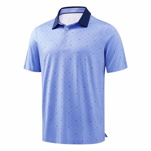 Men's Black Dot Print Polo <b>Shirt</b> Short Sleeve Breathable Regular Fit Summer Casual Top - Product Image 2