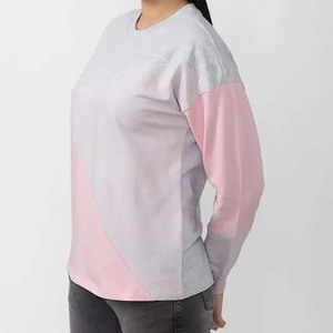 Sweat-shirt à col rond à manches longues pour femme, design asymétrique, décontracté, brodé, hiver, rose, gris, tricoté - Product Image 2