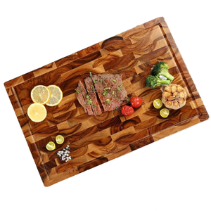 Tabla de cortar de madera premium con ranura para jugos y asa lateral, tabla gruesa para cocina - Product Image 2