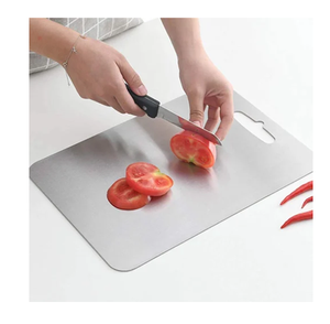 Tablas de cortar rectangulares de acero inoxidable, tabla de cortar de cocina de alta calidad, cortador de verduras, tabla de cortar frutas, juego de 2 piezas - Product Image 3