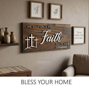 งานศิลปะติดผนังไม้แกะสลักข้อพระคัมภีร์ <span class=keywords><strong>คำ</strong></span>พูดของคุณ ศรัทธาของคุณ - Product Image 2