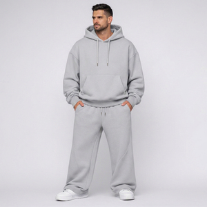 TOPLINE PRODUCTS Conjunto de Sudadera con Capucha Oversize de Algodón 100% Grueso y Pantalones Jogger Acampanados para Hombre, Ideal para Invierno y Otoño - Product Image 1