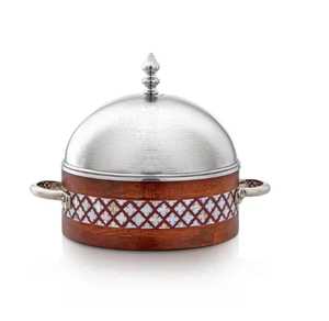 Natural Solid Wood Casserole Insulated Hot <b>Pot</b> Stainless Steel Liner Side Handles <b>Lid</b> Chapati Roti Warmer Serving Container - Product Image 4