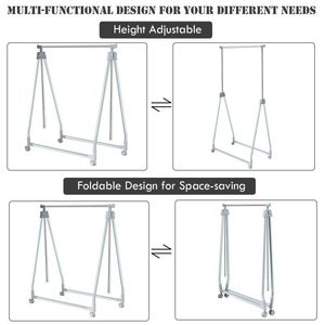 Porte-vêtements robuste extensible et pliable avec barre de suspension – Supports et rails à vêtements de qualité supérieure - Product Image 4