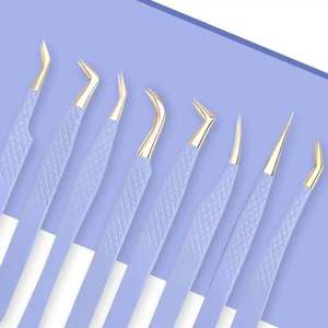 Ensemble de pinces à cils en acier inoxydable pour extensions de cils, vente en gros, nouveau produit très demandé, outils d'application de cils avec logo personnalisé - Product Image 2