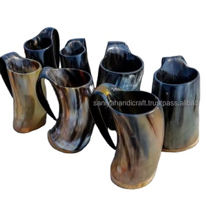 Saniya Artesanías Cuerno de búfalo natural Jarra de cerveza Pulido Estilo vikingo Cuerno de buey Cuerno para beber Estilo animal Artesanías naturales - Product Image 1