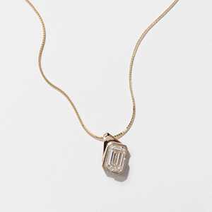 Colliers pendentifs en diamant de laboratoire émeraude, or massif 14 carats, demi-sertis, chaîne Franco 18 pouces, bijoux minimalistes pour tous les jours - Product Image 3