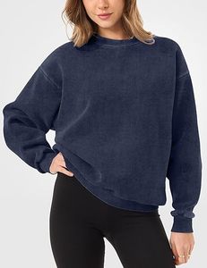 Women's Oversized <b>Acid</b> Wash Sweatshirt Unisex Heavyweight Fleece Vintage Cotton Pullover sweatshirt customize sizes - Product Image 2
