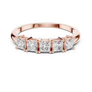 Bague en diamant de laboratoire taille princesse en or, demi-alliance empilable, bijou élégant et minimaliste pour mariage ou anniversaire - Product Image 6