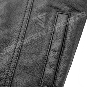 Gilet de motard en cuir de vachette pour homme, style personnalisé, gilet de motard en cuir de haute qualité avec plusieurs poches - Product Image 4