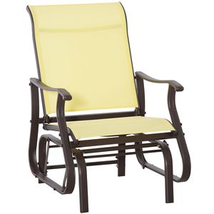 Beige Outdoor Patio <b>Swing</b> Glider Chair with Steel <b>Frame</b> for Backyard Garden Porch Rocking - Product Image 1