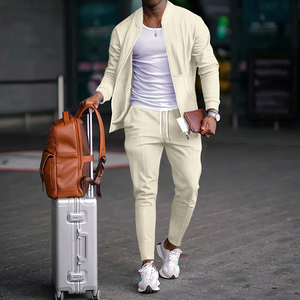 Conjunto de Blazer Casual Unisex Otoño Invierno, Nuevo Conjunto Deportivo con Capucha Estilo Waffle, Bolsillos en el Cuello, Cordón Ajustable, Pantalones de Manga Larga - Product Image 4