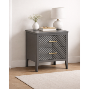 CAIRNDALE Modern Wooden <b>Bedside</b> <b>Table</b> 2 Drawers Durable Bedroom Furniture Nightstand ODM OEM Customize Service - Product Image 1