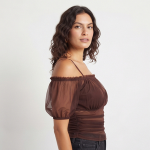 Sexy Off Shoulder Sheer <b>Mesh</b> Fashion Top Ladies Sheer Transparent Off Shoulder Blouse Sexy Women Sheer <b>Mesh</b> Off Shoulder <b>Shirts</b> - Product Image 5