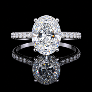 3.01 Carat Oval Cut Lab Grown <b>Diamond</b> <b>Ring</b> in 14KT Gold with 0.10ct Round Side <b>Diamonds</b> Wedding Proposal <b>Ring</b> for Women - Product Image 1