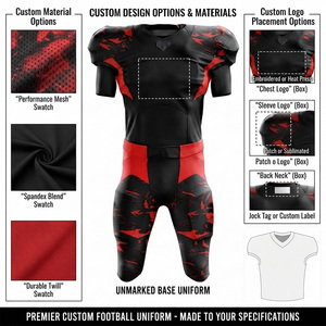 Ensemble d'uniformes de football américain personnalisés, noir, rouge, camouflage, une pièce, vêtements de sport pour adultes, tissu respirant, jersey sublimé ajusté - Product Image 5