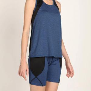 Women's Blue And <b>Black</b> Color Blocked Tank <b>Top</b> O-Neck Quick Dry Sporty Knitted Sleeveless Tank <b>Top</b> With Custom Logo - Product Image 4
