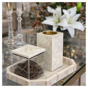Opulent Mother of Pearl Bakhoor Set Handcrafted Wooden Tray with <b>MOP</b> Inlays & Brass Holder Luxury Arabic Fragrance Accessory - Product Image 5