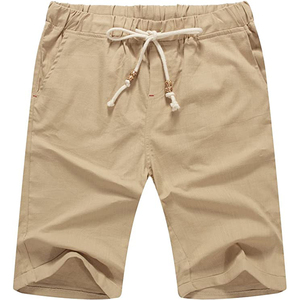 Men’s Casual Cotton <b>Linen</b> Shorts Elastic Waist <b>Drawstring</b> Summer Beach Shorts Lightweight Breathable <b>Pants</b> - Product Image 1