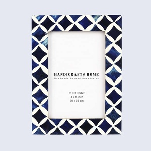 Cadre photo horizontal de luxe fait main, personnalisé avec logo, en os incrusté, style rustique moderne, motif floral indien, pour décoration intérieure et cadeaux, vente en gros - Product Image 4