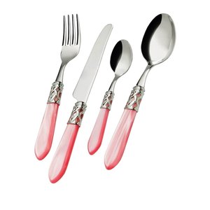 Elegante Juego de Cubiertos con Mango Rosa, Cuchillo, Tenedor y Cuchara de Acero Inoxidable, Aptos para Lavavajillas, Cubiertos para Bodas y Cenas - Product Image 1
