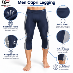 Athletic <b>Men</b> Capri <b>Legging</b> With Moisture Wicking Fabric Smooth Construction And Flexible Design <b>For</b> Running And Fitness - Product Image 6
