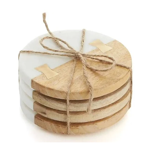 Ensemble de sous-verres en marbre finition luxe, écologiques, durables, lavables, en pierre naturelle, style moderne pour la maison - Product Image 1